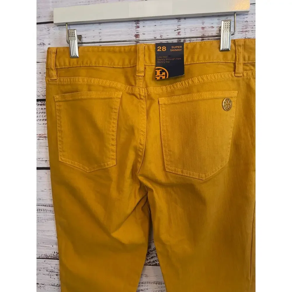 Tory Burch SUPPEY Skin pants golden yellow size 28 NWT